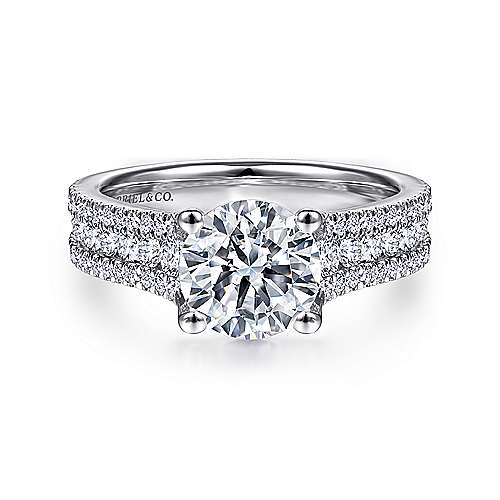 Gabriel & Co. ER14890R6W44JJ Carver – 14K White Gold Round Diamond Engagement Ring