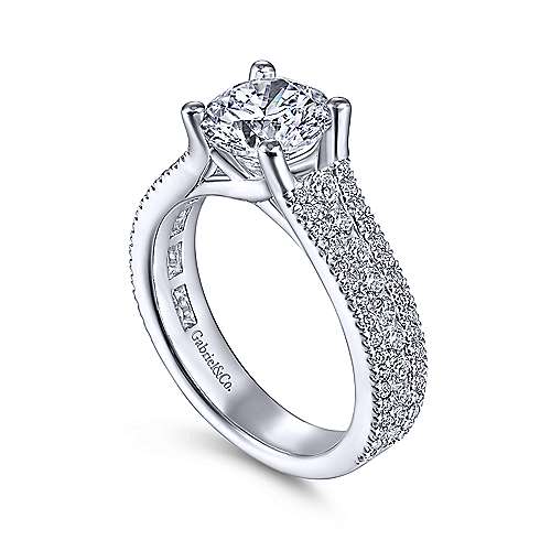 Gabriel & Co. ER14890R6W44JJ Carver – 14K White Gold Round Diamond Engagement Ring