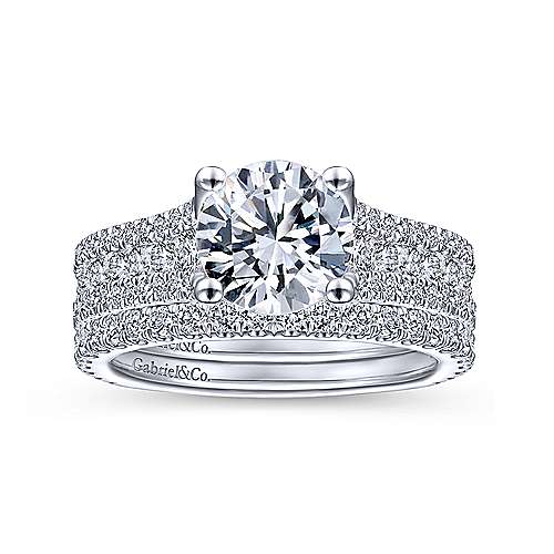 Gabriel & Co. ER14890R6W44JJ Carver – 14K White Gold Round Diamond Engagement Ring