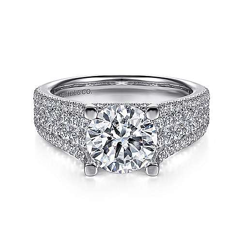 Gabriel & Co. ER14891R8W44JJ Caldwell – 14K White Gold Round Diamond Engagement Ring
