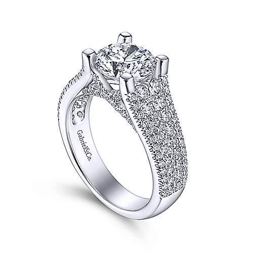 Gabriel & Co. ER14891R8W44JJ Caldwell – 14K White Gold Round Diamond Engagement Ring