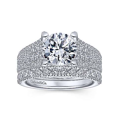 Gabriel & Co. ER14891R8W44JJ Caldwell – 14K White Gold Round Diamond Engagement Ring