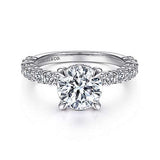 Gabriel & Co. Brosnan ER14893R8W44JJ – 14K White Gold Round Diamond Engagement Ring