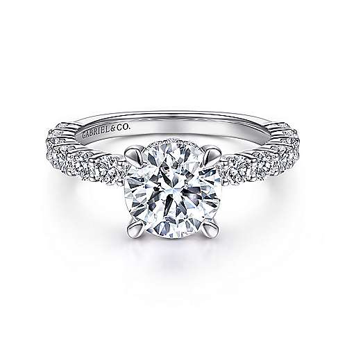 Gabriel & Co. Brosnan ER14893R8W44JJ – 14K White Gold Round Diamond Engagement Ring