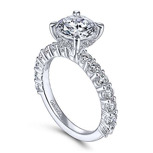 Gabriel & Co. Brosnan ER14893R8W44JJ – 14K White Gold Round Diamond Engagement Ring