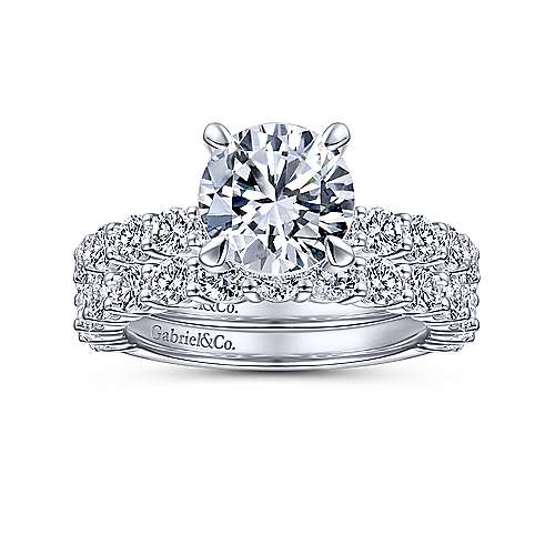 Gabriel & Co. Brosnan ER14893R8W44JJ – 14K White Gold Round Diamond Engagement Ring