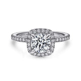 Gabriel & Co. Amaya ER14915R4W44JJ – 14K White Gold Cushion Halo Round Diamond Engagement Ring