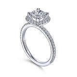 Gabriel & Co. Amaya ER14915R4W44JJ – 14K White Gold Cushion Halo Round Diamond Engagement Ring