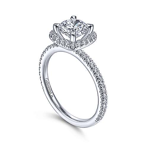 Gabriel & Co. Amaya ER14915R4W44JJ – 14K White Gold Cushion Halo Round Diamond Engagement Ring