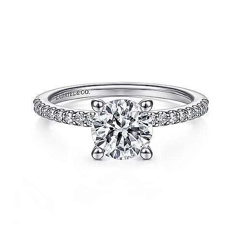 Gabriel & Co. Amata – 14K White Gold Round Diamond Engagement Ring (ER14918R4W44JJ)