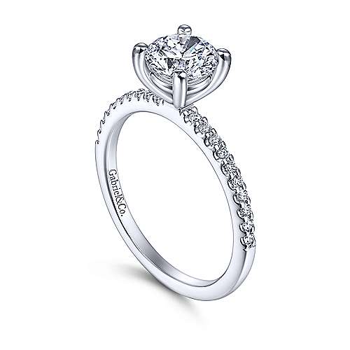 Gabriel & Co. Amata – 14K White Gold Round Diamond Engagement Ring (ER14918R4W44JJ)