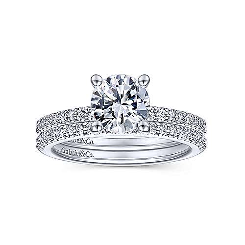 Gabriel & Co. Amata – 14K White Gold Round Diamond Engagement Ring (ER14918R4W44JJ)