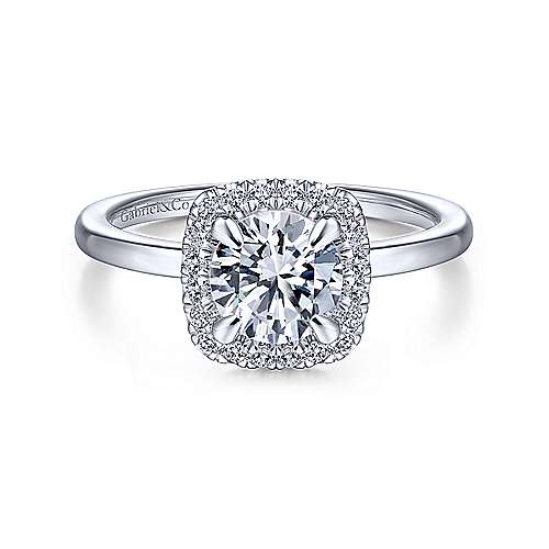 Gabriel & Co. Amelia ER14920R4W44JJ – 14K White Gold Round Halo Diamond Engagement Ring