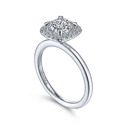 Gabriel & Co. Amelia ER14920R4W44JJ – 14K White Gold Round Halo Diamond Engagement Ring