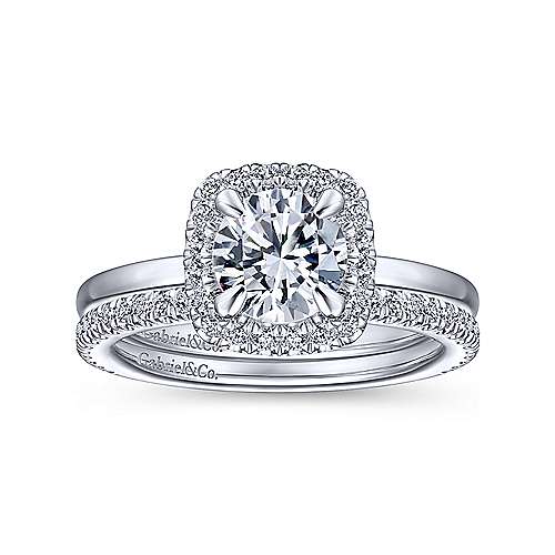Gabriel & Co. Amelia ER14920R4W44JJ – 14K White Gold Round Halo Diamond Engagement Ring