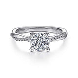 Gabriel & Co. R14922R4W44JJ Campana – 14K White Gold Round Diamond Engagement Ring