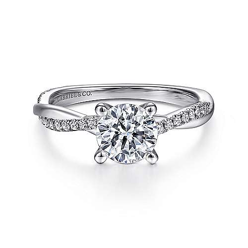 Gabriel & Co. R14922R4W44JJ Campana – 14K White Gold Round Diamond Engagement Ring