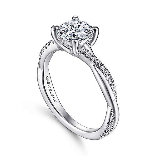 Gabriel & Co. R14922R4W44JJ Campana – 14K White Gold Round Diamond Engagement Ring