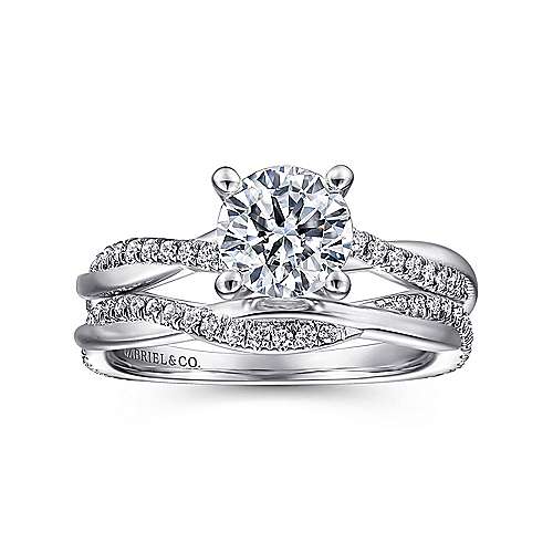 Gabriel & Co. R14922R4W44JJ Campana – 14K White Gold Round Diamond Engagement Ring