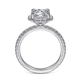 Gabriel & Co. ER14928R6W83JJ Adagio – 18K White Gold Octagonal Halo Round Diamond Engagement Ring