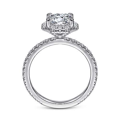 Gabriel & Co. ER14928R6W83JJ Adagio – 18K White Gold Octagonal Halo Round Diamond Engagement Ring