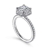Gabriel & Co. ER14928R6W83JJ Adagio – 18K White Gold Octagonal Halo Round Diamond Engagement Ring