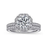 Gabriel & Co. ER14928R6W83JJ Adagio – 18K White Gold Octagonal Halo Round Diamond Engagement Ring