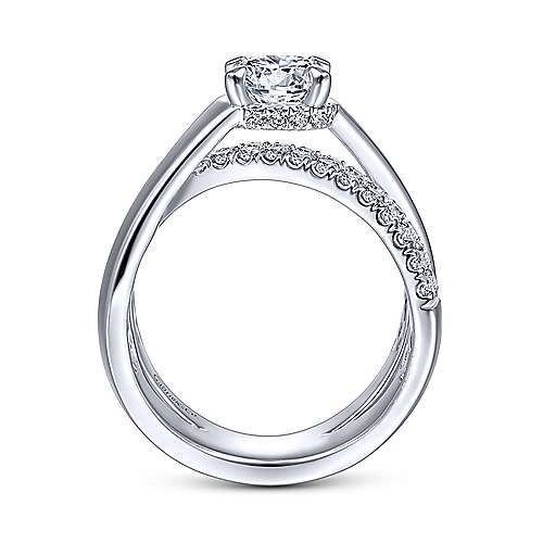 Gabriel & Co. ER14963R4W44JJ Shayla – 14K White Gold Round Criss Cross Shank Diamond Engagement Ring
