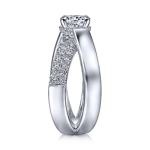 Gabriel & Co. ER14963R4W44JJ Shayla – 14K White Gold Round Criss Cross Shank Diamond Engagement Ring