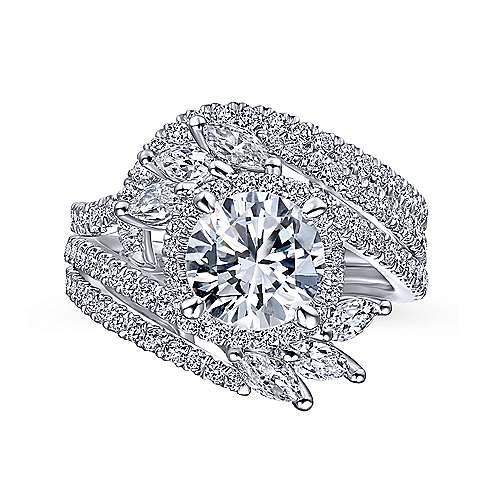 Gabriel & Co. Electra ER14967R6W44JJ – 14K White Gold Round Halo Diamond Bypass Engagement Ring