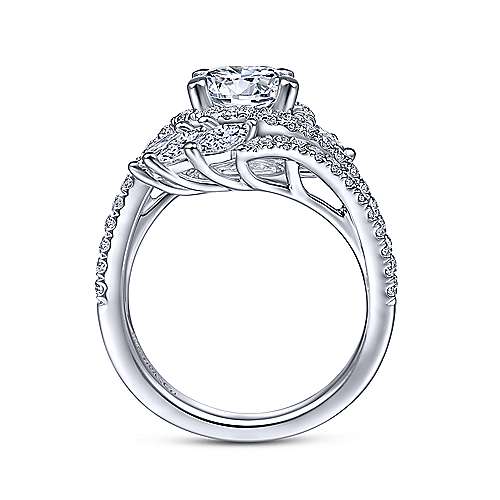 Gabriel & Co. Electra ER14967R6W44JJ – 14K White Gold Round Halo Diamond Bypass Engagement Ring