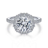 Gabriel & Co. Charmaine ER14968R8W44JJ – 14K White Gold Round Halo Diamond Engagement Ring