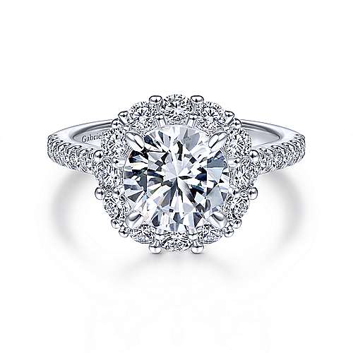 Gabriel & Co. Charmaine ER14968R8W44JJ – 14K White Gold Round Halo Diamond Engagement Ring