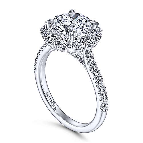 Gabriel & Co. Charmaine ER14968R8W44JJ – 14K White Gold Round Halo Diamond Engagement Ring