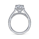 Gabriel & Co. Camden ER14976R8W83JJ – 18K White Gold Hidden Halo Round Diamond Engagement Ring