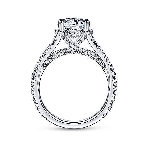 Gabriel & Co. Camden ER14976R8W83JJ – 18K White Gold Hidden Halo Round Diamond Engagement Ring