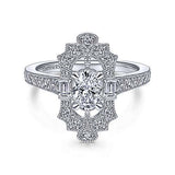 Gabriel & Co. Duchess ER14979O2W44JJ – Art Deco 14K White Gold Oval Halo Diamond Engagement Ring