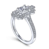 Gabriel & Co. Duchess ER14979O2W44JJ – Art Deco 14K White Gold Oval Halo Diamond Engagement Ring