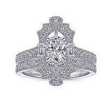 Gabriel & Co. Duchess ER14979O2W44JJ – Art Deco 14K White Gold Oval Halo Diamond Engagement Ring