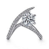 Gabriel & Co. R15012R6W44JJ Celestial – 14K White Gold Free Form Round Diamond Engagement Ring