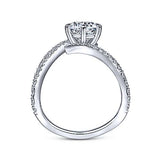 Gabriel & Co. R15012R6W44JJ Celestial – 14K White Gold Free Form Round Diamond Engagement Ring