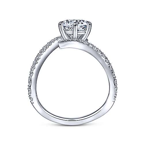 Gabriel & Co. R15012R6W44JJ Celestial – 14K White Gold Free Form Round Diamond Engagement Ring