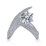 Gabriel & Co. R15012R6W44JJ Celestial – 14K White Gold Free Form Round Diamond Engagement Ring