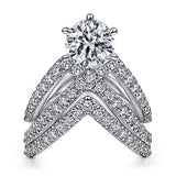 Gabriel & Co. R15013R6W44JJ Atlantis – 14K White Gold Free Form Round Diamond Engagement Ring