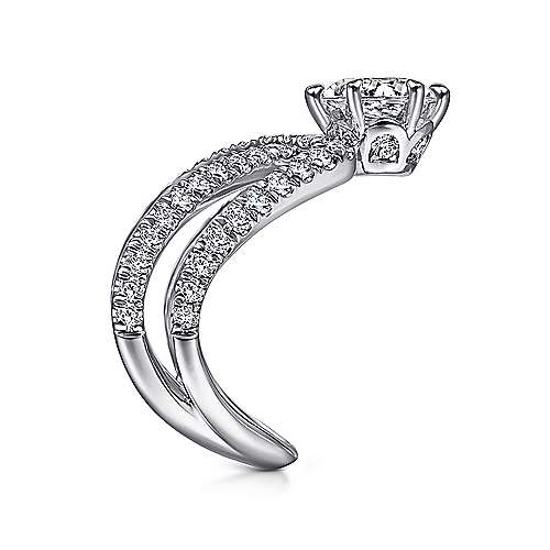 Gabriel & Co. R15013R6W44JJ Atlantis – 14K White Gold Free Form Round Diamond Engagement Ring