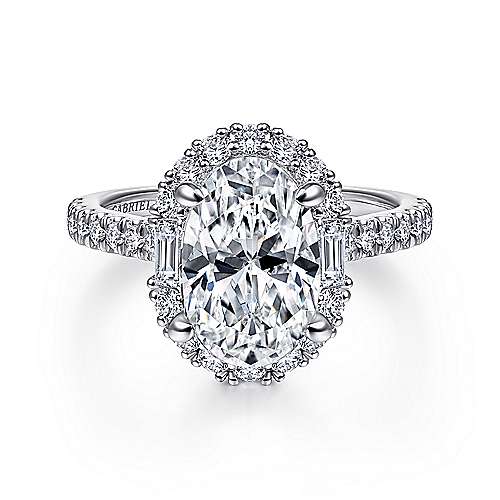 Gabriel & Co. R15015O8W44JJ Hamilton – 14K White Gold Oval Halo Diamond Engagement Ring