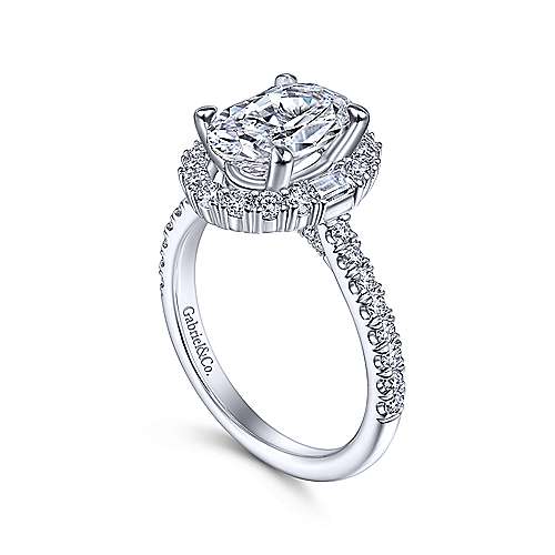 Gabriel & Co. R15015O8W44JJ Hamilton – 14K White Gold Oval Halo Diamond Engagement Ring