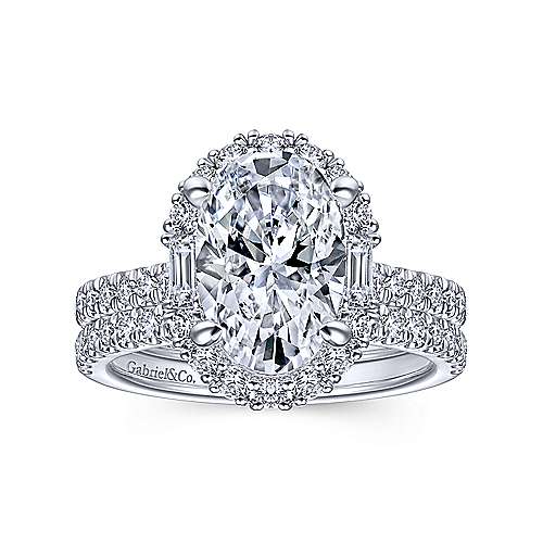 Gabriel & Co. R15015O8W44JJ Hamilton – 14K White Gold Oval Halo Diamond Engagement Ring