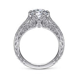 Gabriel & Co. ER15028R6W83JJ Mali – Vintage Inspired 18K White Gold Round Diamond Engagement Ring