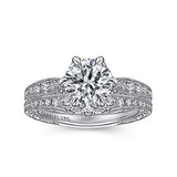 Gabriel & Co. ER15028R6W83JJ Mali – Vintage Inspired 18K White Gold Round Diamond Engagement Ring